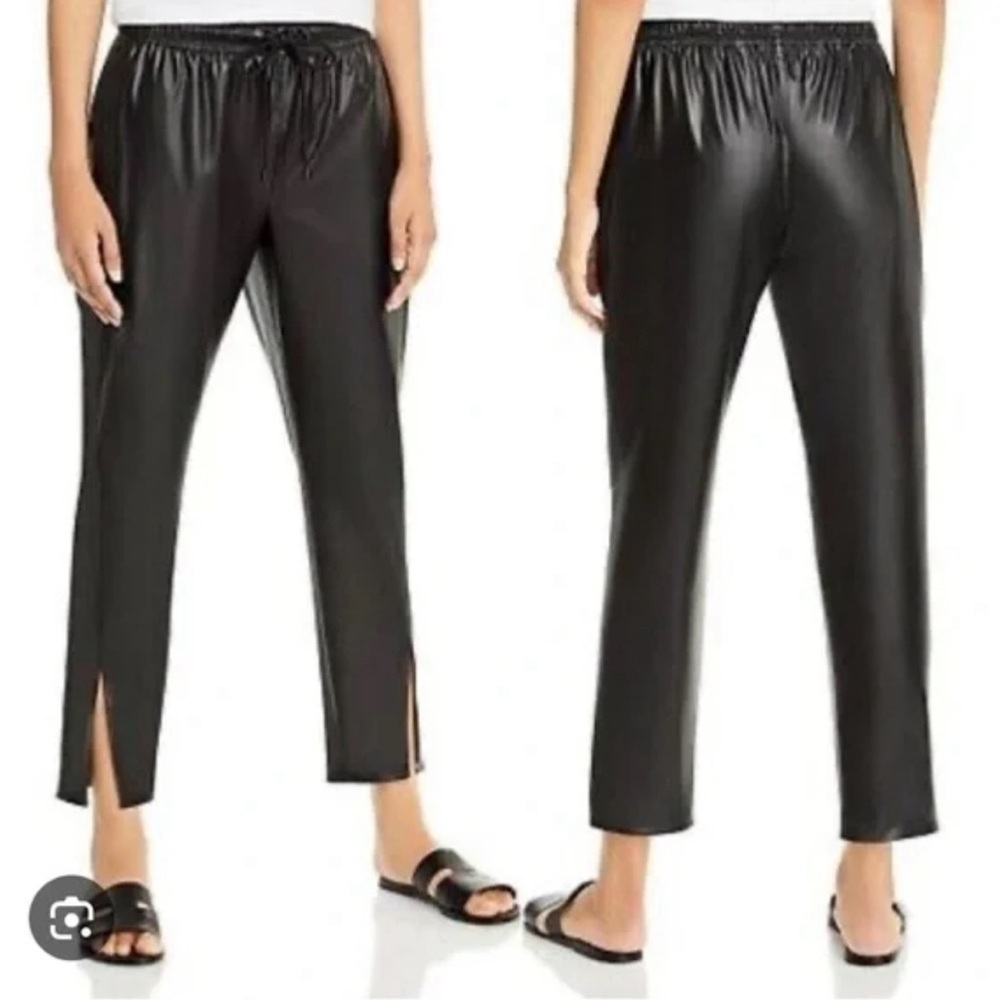 Theory size 12 lightweight Japanese faux leather tapered slit hem jogger